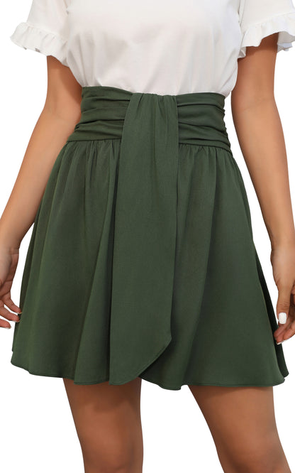 Front waist horizontal pleated half skirt
