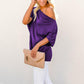 Off Shoulder Batwing Sleeve Ribbed Shirt Loose Tops
