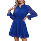 EXLURA Women's Wrap Bodycon Mini Dress Drawstring V Neck Long Lantern Sleeve Ruched Knit Sexy Bandage Cocktail Party Dresses