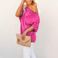 Off Shoulder Batwing Sleeve Ribbed Shirt Loose Tops