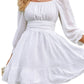 Exlura Women’s Swiss Dot Flowy Mini Dress Square Neck Long Lantern Sleeve Ruffle Dress Casual Cottagecore Boho Dress