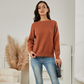 Exlura Womens Tie Back Backless Patchwork Lace Top Round Neck Long Sleeve Knit Pullover Sweater Sexy Casual Trendy Tops