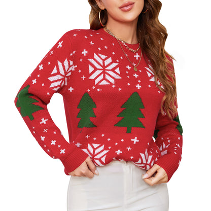 EXLURA Women’s Ugly Christmas Sweater Crew Neck Long Sleeve Chunky Pullover Sweater Casual Trendy Jumper Tops