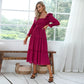 Byinns Womens Long Sleeves Smocked Waist Maxi Dress Elegant Ruffle Square Neck Dresses