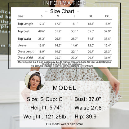 Exlura Women’s Two Piece Tiered Ruffle Outfit Tie Back Elbow Sleeve Crop Top Smocked Waist Off Shoulder Square Neck Tops and Mini Skirt Set