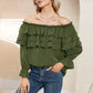 Byinns Women’s Off The Shoulder Layered Ruffle Tops Long Puff Sleeve Flowy Blouses Shirts Party Dressy Tops
