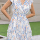 Summer Flowy Mini Dress - Floral V Neck Short Ruffle Sleeve