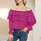 Byinns Women’s Off The Shoulder Layered Ruffle Tops Long Puff Sleeve Flowy Blouses Shirts Party Dressy Tops
