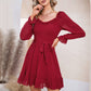 EXLURA Women’s Sweetheart Neckline Ruffle Flowy Dress Smocked Long Puff Sleeve Mini Dress Cottagecore Wedding Guest Dress