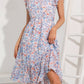 Floral Midi Dress - Belted Ruffle Flutter Short Sleeve
