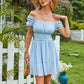 Square Neck Short Puff Sleeve Summer Dress A Line Sundress Short Mini Dress