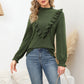 EXLURA Women's Ruffle Chunky Pullover Sweater Mock Turtleneck Long Puff Sleeve Jumpers Casual Trendy Tops