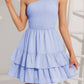 Summer One Shoulder Sleeveless Solid Color Dress Ruffle