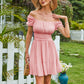 Square Neck Short Puff Sleeve Summer Dress A Line Sundress Short Mini Dress