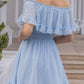 Mini Dress - Swiss Dot Ruffle Off the Shoulder Short Sleeve