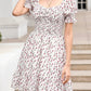 Sweetheart Neckline Smocked Short Summer Floral Mini Dress