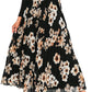 EXLURA Women's Floral Printed Chiffon Elastic High Waist Pleated Long Maxi Skirt