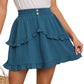 BYINNS Women’s Summer High Waisted Mini Skirt - A Line Smocked Waist Ruffle Flowy Skater Short Trendy Casual Vacation Skirts