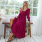 Byinns Womens Long Sleeves Smocked Waist Maxi Dress Elegant Ruffle Square Neck Dresses