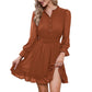 EXLURA Women's Wrap Bodycon Mini Dress Drawstring V Neck Long Lantern Sleeve Ruched Knit Sexy Bandage Cocktail Party Dresses