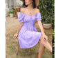 Ruched Ruffle Dress Off shoulder Sexy Summer Dress