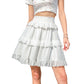 Exlura Women’s High Waist Tiered Ruffle Short Skirt Smocked Layered Elastic Waist A-Line Mini Skirt