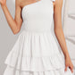 Summer One Shoulder Sleeveless Solid Color Dress Ruffle