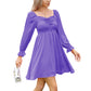 EXLURA Women’s Drawstring Mini Dress Sweetheart Neckline Smocked Flowy Dress Puff Long Sleeve Ruffle Cute Wedding Guest Dress