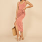 Summer Sleeveless Solid Split Front Bodycon Midi Tank Dress
