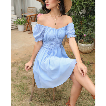 Ruched Ruffle Dress Off shoulder Sexy Summer Dress