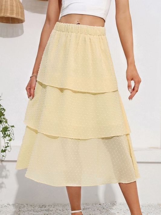 Layered A-Line Ruffle Flowy Swiss Dot Trendy Skirts