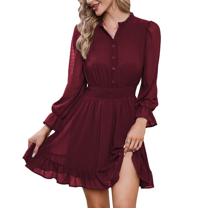 EXLURA Women's Wrap Bodycon Mini Dress Drawstring V Neck Long Lantern Sleeve Ruched Knit Sexy Bandage Cocktail Party Dresses