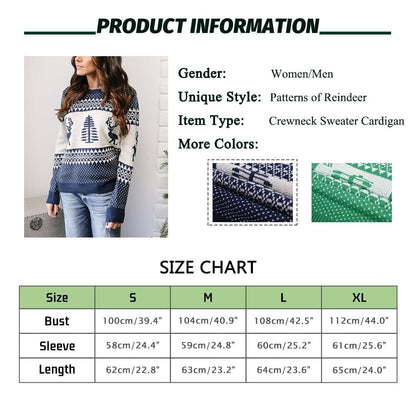 Unisex Patterns Reindeer Ugly Christmas Pullover Sweater - Exlura