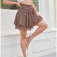 EXLURA Women's Elastic High Waist Skirt Boho Mini Casual Ruffle Layered Wide Leg Shorts Floral Short Trousers Culottes