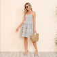 Exlura Women’s Square Neck Sleeveless Cami Ruffle Dress Spaghetti Strap Tie Back Floral Backless Tiered Midi Dress