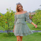 Tiered Square Neck Off Shoulder Smocked Skater  Sundress