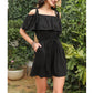 Exlura Women’s Sexy Sleeveless Short Jumpsuit Off Shoulder  Tie Waist Strappy Wide Leg Ruffle Romper Playsuit