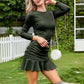 Sexy Mini Dress Knit Long Sleeve Short Ruffle Bodycon Dress Club Date Night Dresses