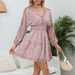EXLURA Women’s V Neck Ruffle Floral Boho Mini Dress Backless Batwing Long Sleeve Dress Vintage Wedding Guest Dress