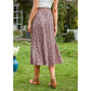 High Waist Polka Dot Pleated Skirt Midi Swing Skirt with Pockets