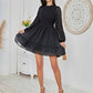 Exlura Women’s Vintage Mini Dress Round Neck Long Lantern Sleeve Ruffle Dress Cute Babydoll Casual Dresses