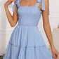 Summer Vacation Mini Sundresses - Smocked Sleeveless Ruffle