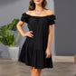Exlura Women’s Square Neck Puff Short Sleeve Dress Off Shoulder Tiered Ruffle A-Line Babydoll Mini Party Dress