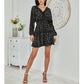 EXLURA Women’s V Neck Ruffle Floral Boho Mini Dress Backless Batwing Long Sleeve Dress Vintage Wedding Guest Dress