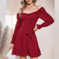 EXLURA Women’s Sweetheart Neckline Ruffle Flowy Dress Smocked Long Puff Sleeve Mini Dress Cottagecore Wedding Guest Dress