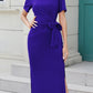 Summer Tshirt Midi Dress - Short Sleeve Slit Knit