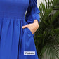 EXLURA Women’s Long Puff Sleeve Dress with Pockets Smocked Ruffle Square Neck Mini Dress Babydoll Vintage Cocktail Party Dress