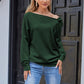 Tie Knot One Shoulder Blouse Batwing Sleeve Elegant Loose Fit Tops