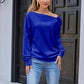 Tie Knot One Shoulder Blouse Batwing Sleeve Elegant Loose Fit Tops