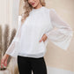 EXLURA Women’s Swiss Dot Long Bell Sleeve Tops Shirts Ruffle Mock Neck Blouses Flowy Chiffon Dressy Tops